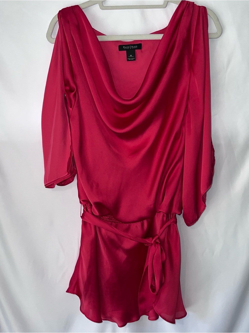 White House Black Market Red One-Shoulder Satin Dress - Picture 3 of 13